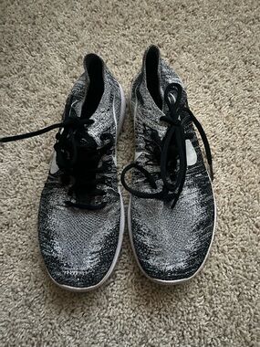 Nike Black and White Flyknit Athletic Shoes